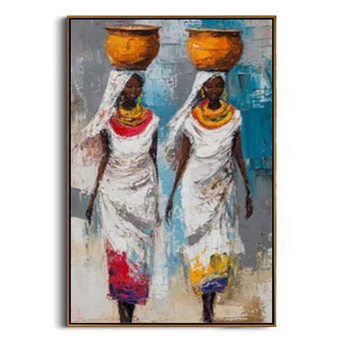 african style textured framed canvas painting