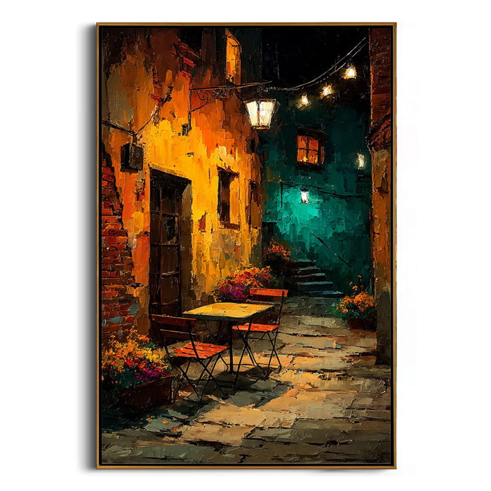 colorful european alleyway canvas wall art