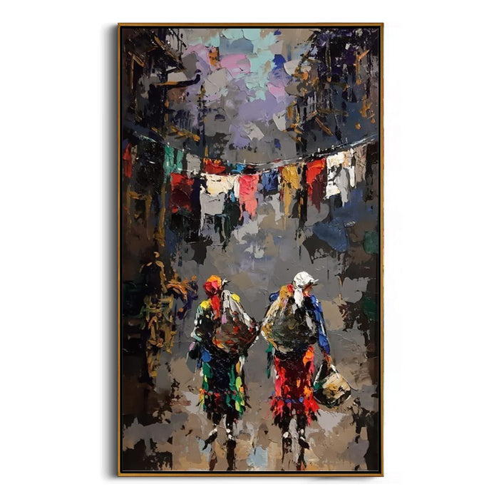 colorful street scene framed canvas art
