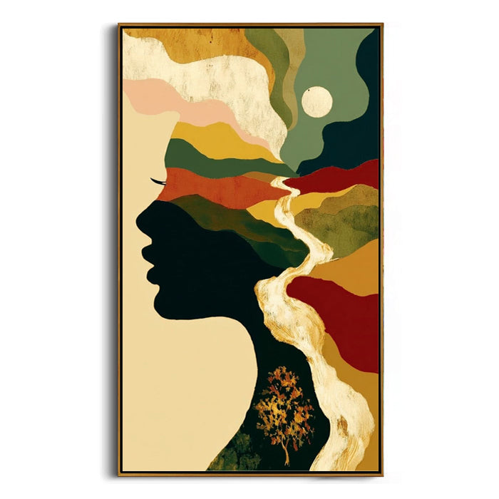 woman silhouette landscape wall art