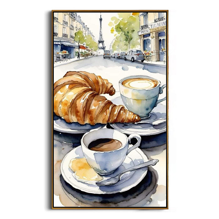 parisian cafe breakfast wall art