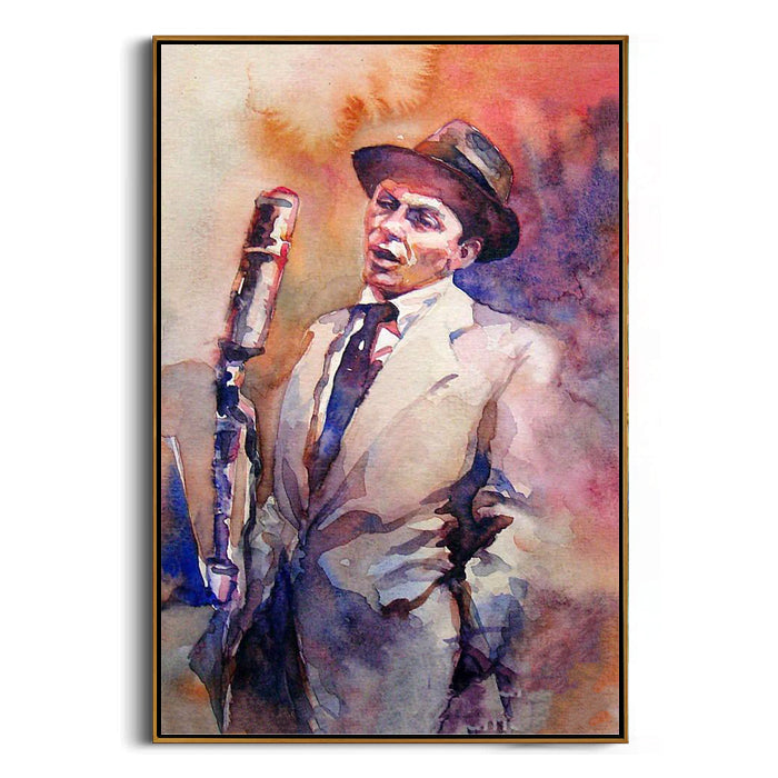 jazz singer with vintage microphone canvas print