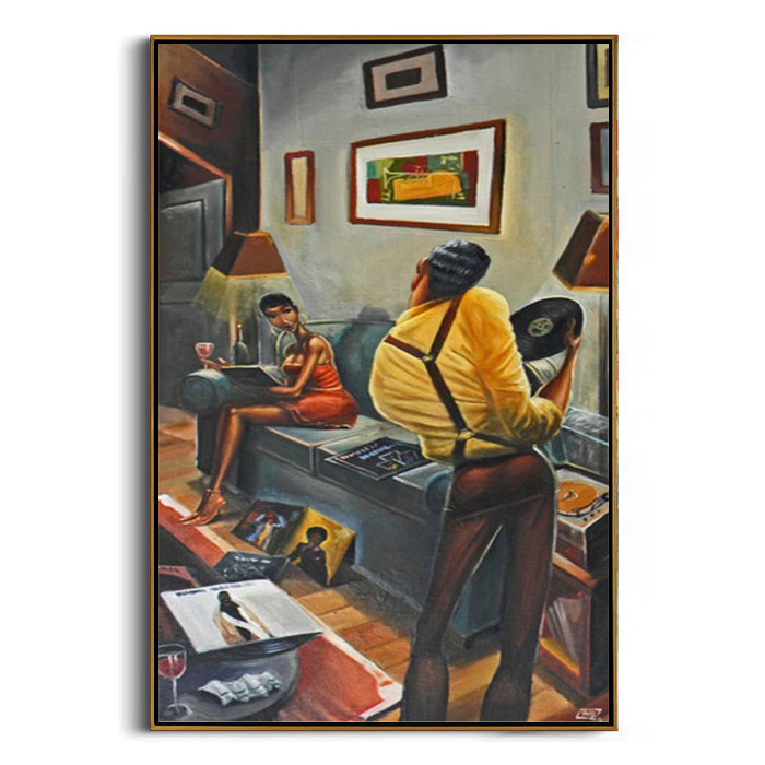retro music room canvas print