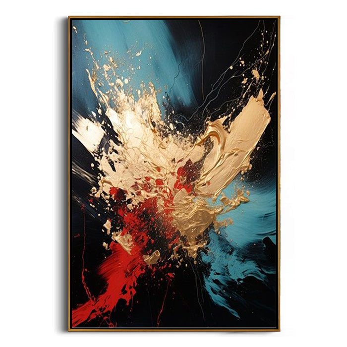 textured gold paint burst framed canvas –