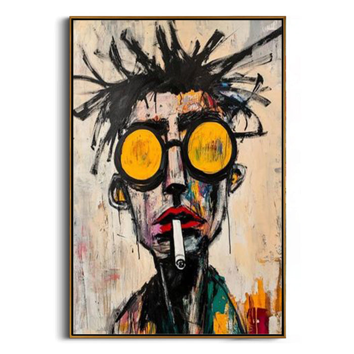 raw street art face framed canvas art