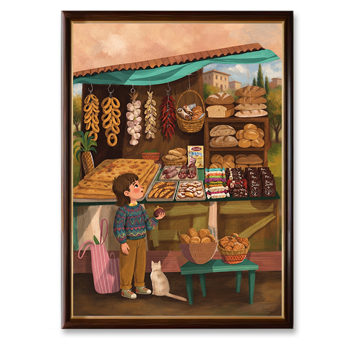 charming bakery market canvas wall art