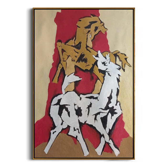 large modern horse framed canvas art