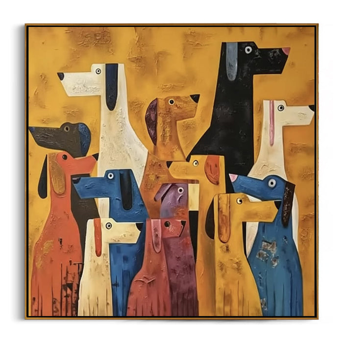 folk art dog framed canvas art
