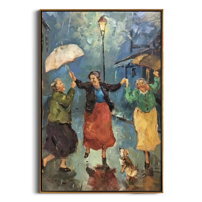 women dancing in the rain wall art