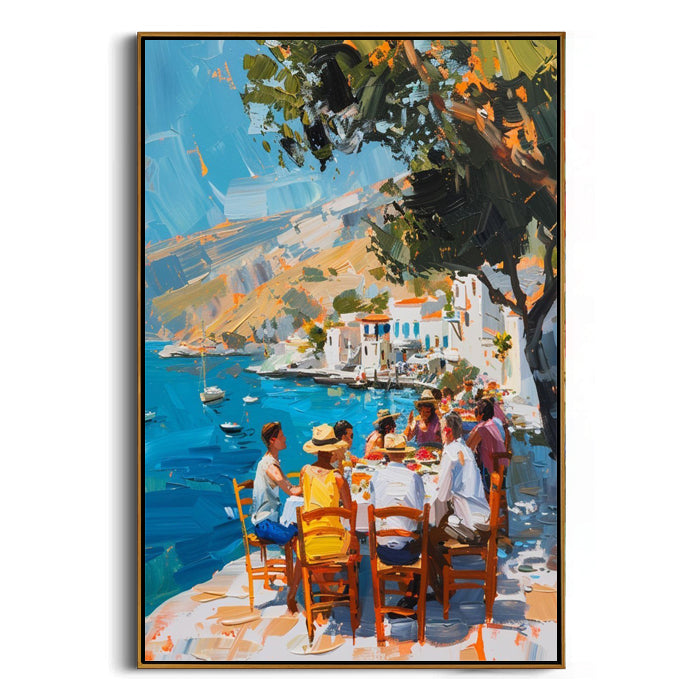 greek island terrace framed canvas art