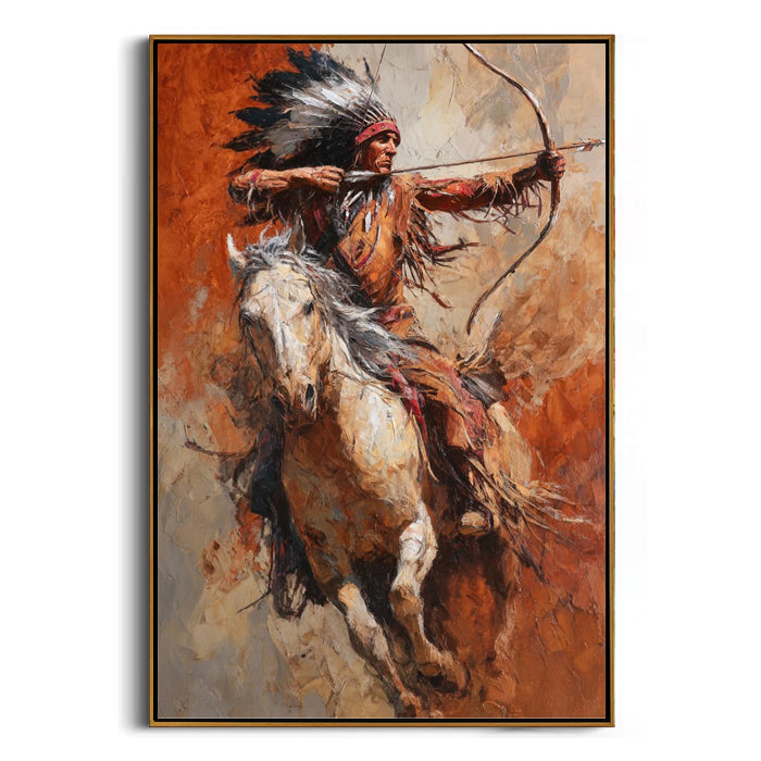 native american warrior horseback canvas wall art