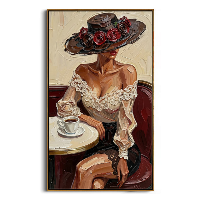 fashion lady in wide brim hat wall decor