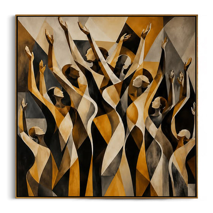 geometric dancers framed canvas art –