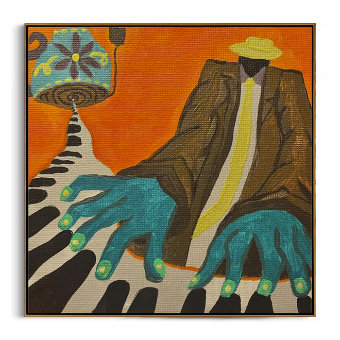 jazz pianist framed canvas art -