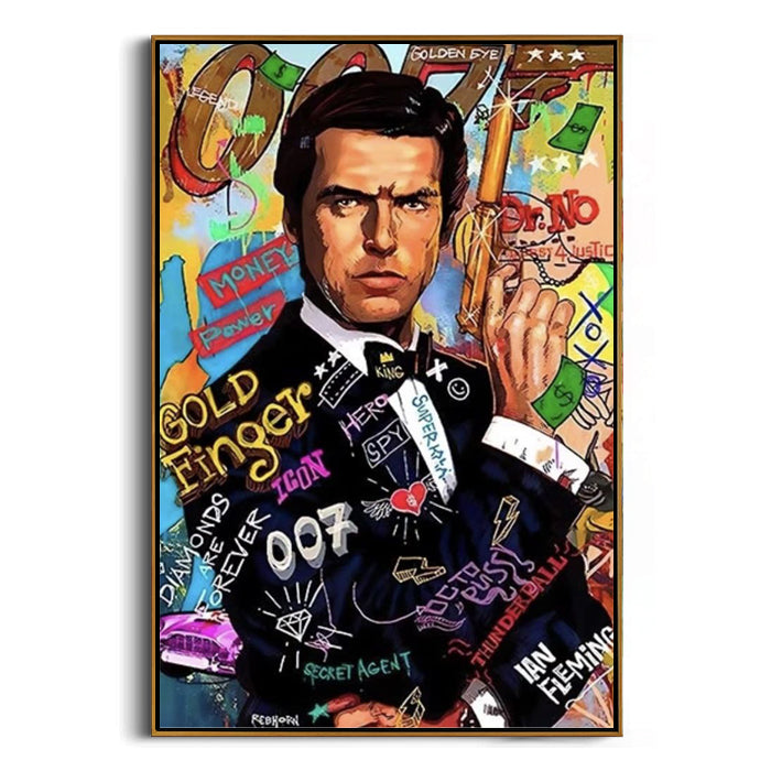 black tuxedo graffiti portrait framed canvas