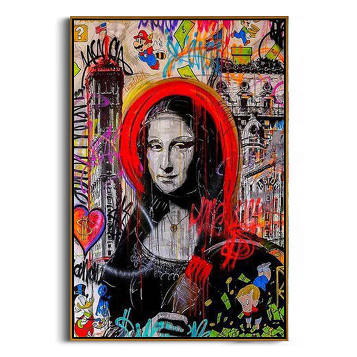 red halo graffiti portrait wall art
