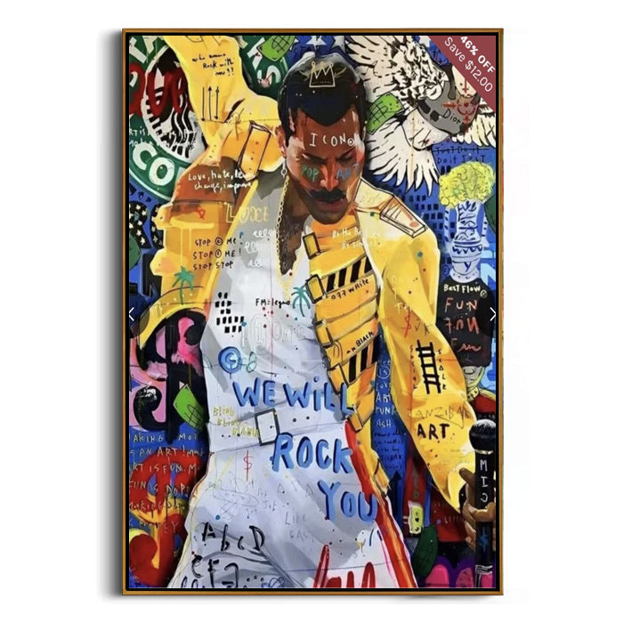 rock music graffiti portrait wall art