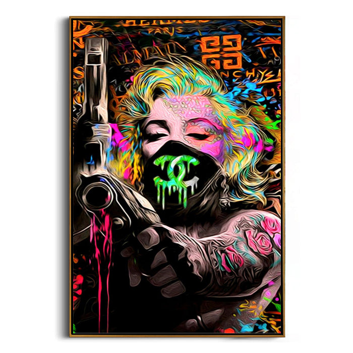 edgy tattooed girl pop art wall decor
