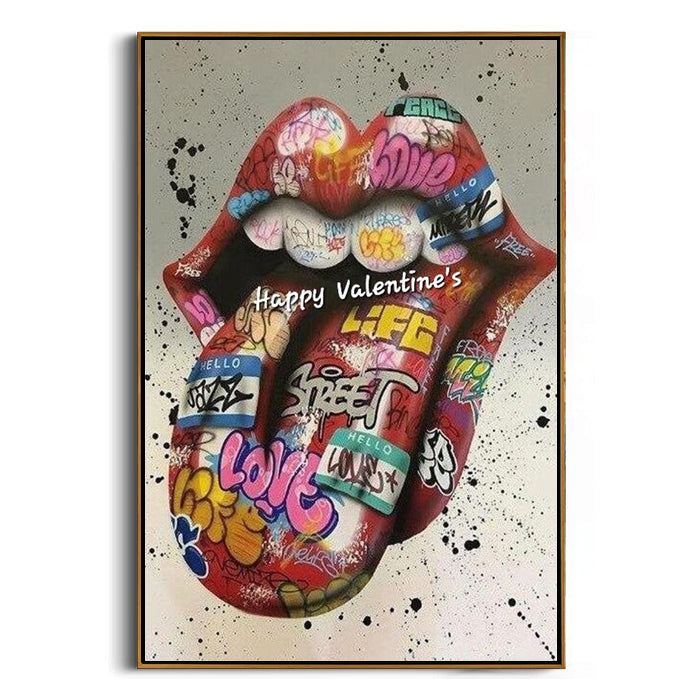 bold street art lips wall decor -