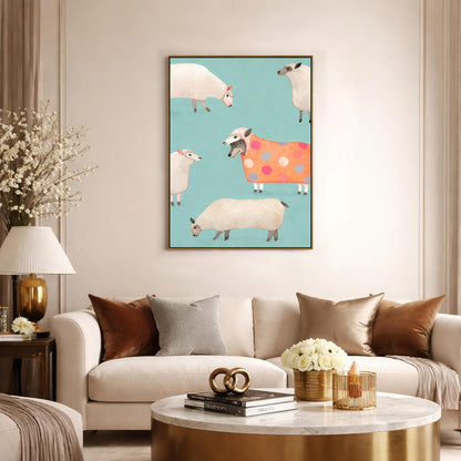 Whimsical Sheep Canvas Wall Art
