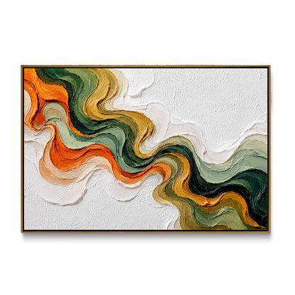 abstract-green-&-orange-wave-canvas-wall-art-frame