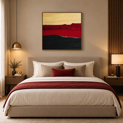 Abstract Red Horizon Canvas Wall Art