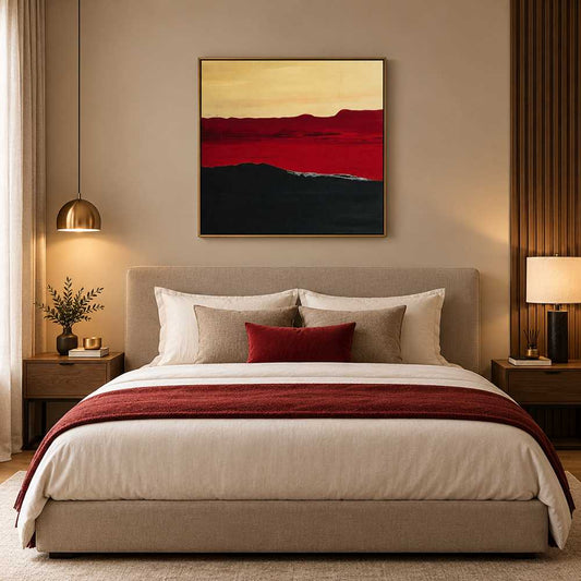 Abstract Red Horizon Canvas Wall Art