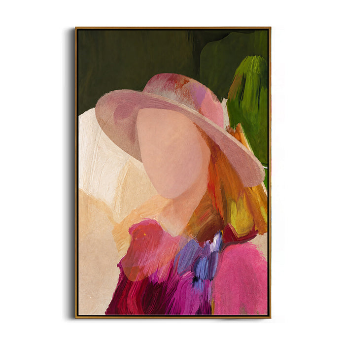 abstract-woman-in-pink-hat-wall-art-frame