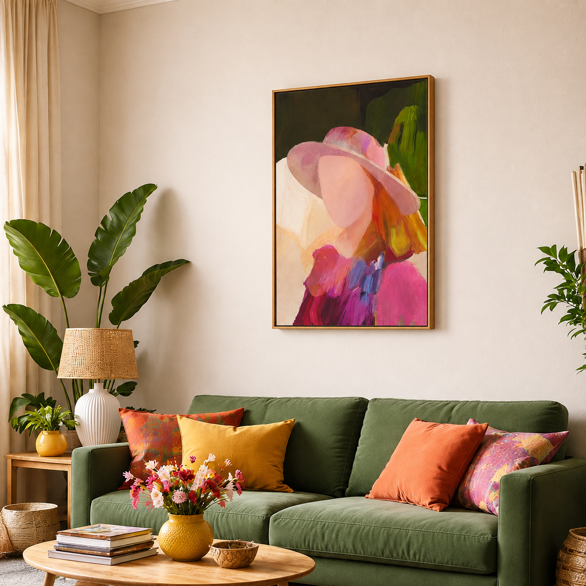 abstract-woman-in-pink-hat-wall-art