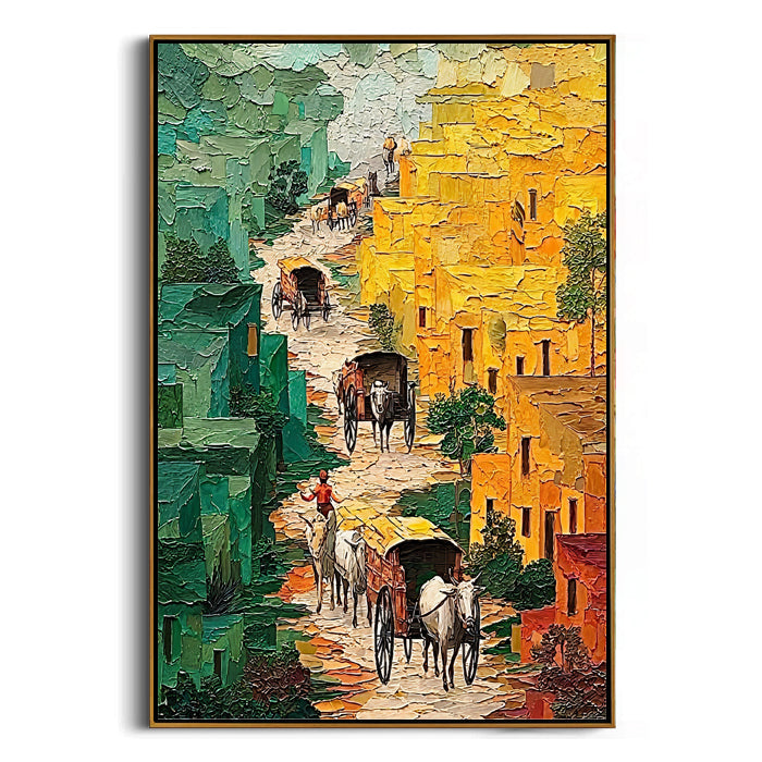 colorful-indian-village-canvas-wall-art-frame