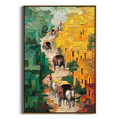 colorful-indian-village-canvas-wall-art-frame