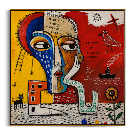 Face Canvas Wall Art Bold Colorful Contemporary Painting