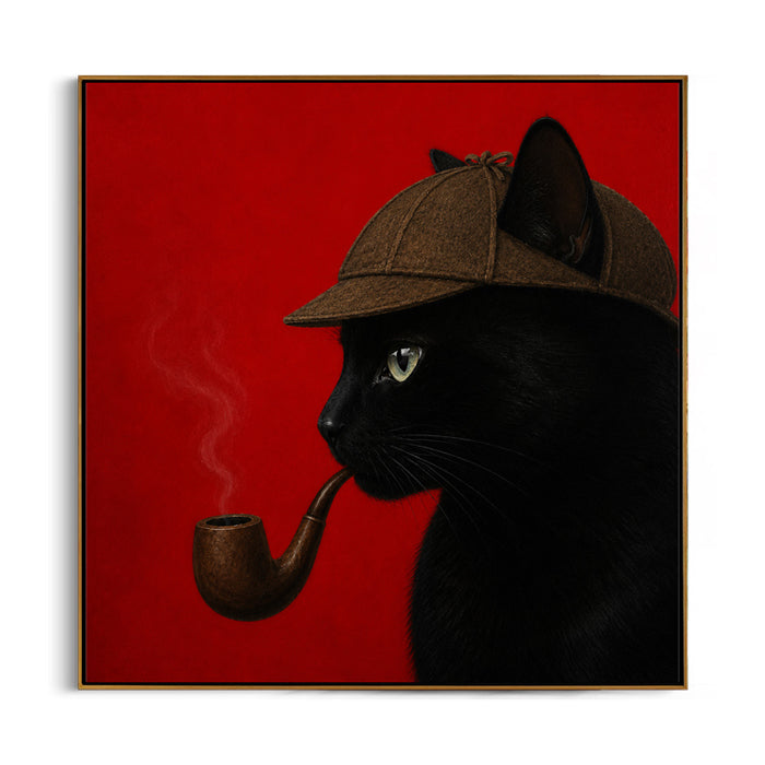 detective-black-cat-canvas-wall-art-frame