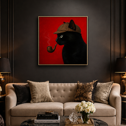 detective-black-cat-canvas-wall-art