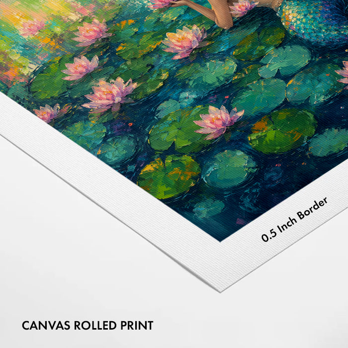 dreamy-mermaid-lotus-pond-canvas-wall-art-print
