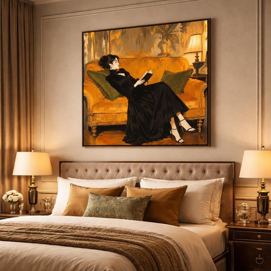 elegant-woman-book-reading-canvas-wall-art