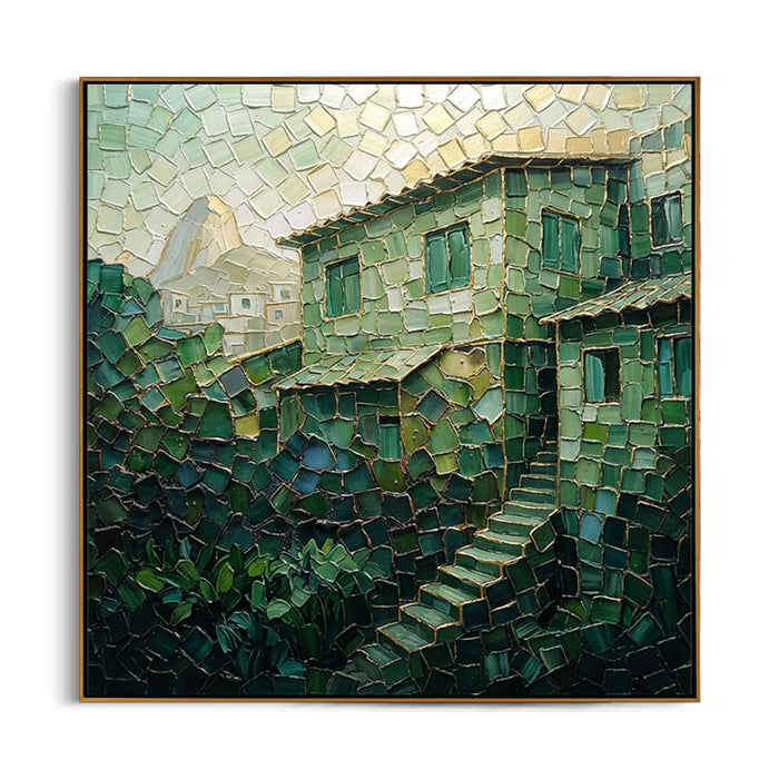 emerald-mosaic-village-canvas-wall-art-frame