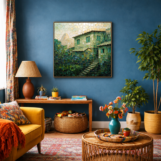 emerald-mosaic-village-canvas-wall-art