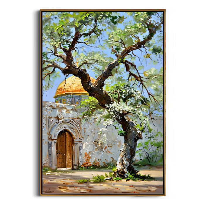 golden-dome-canvas-painting-heritage-courtyard-wall-art-frame