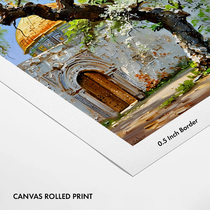 golden-dome-canvas-painting-heritage-courtyard-wall-art-print