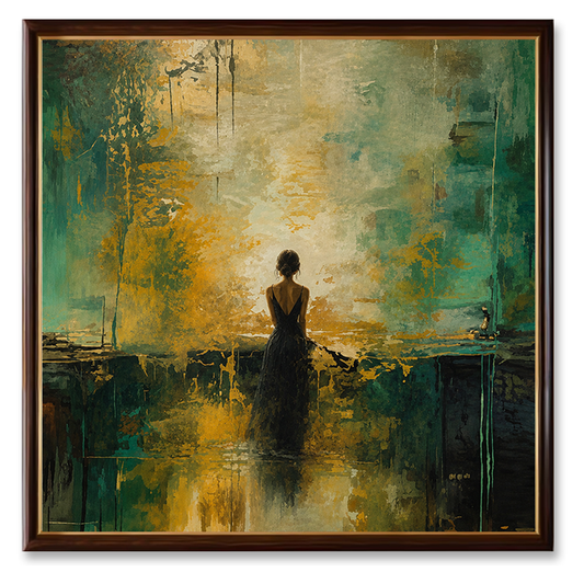 Golden Horizon Abstract Woman Canvas Wall Art