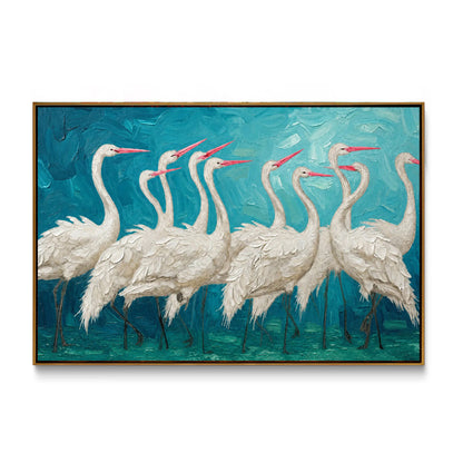graceful-white-crane-flock-canvas-wall-art-frame