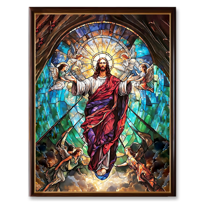 jesus christ stained glass canvas wall art