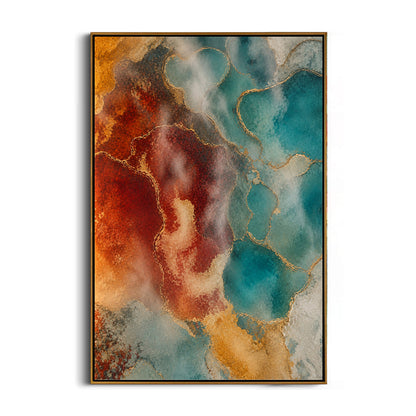 luxury-teal-gold-canvas-wall-art-frame
