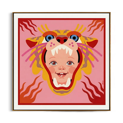 playful-tiger-cub-kids-canvas-wall-art-frame