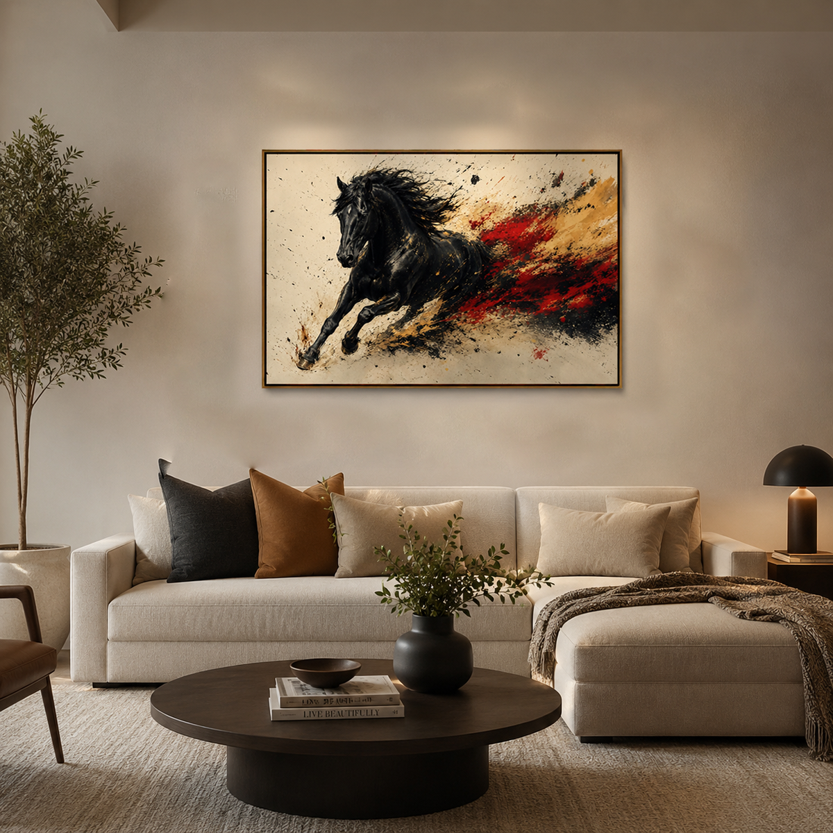 running-black-horse-canvas-wall-art