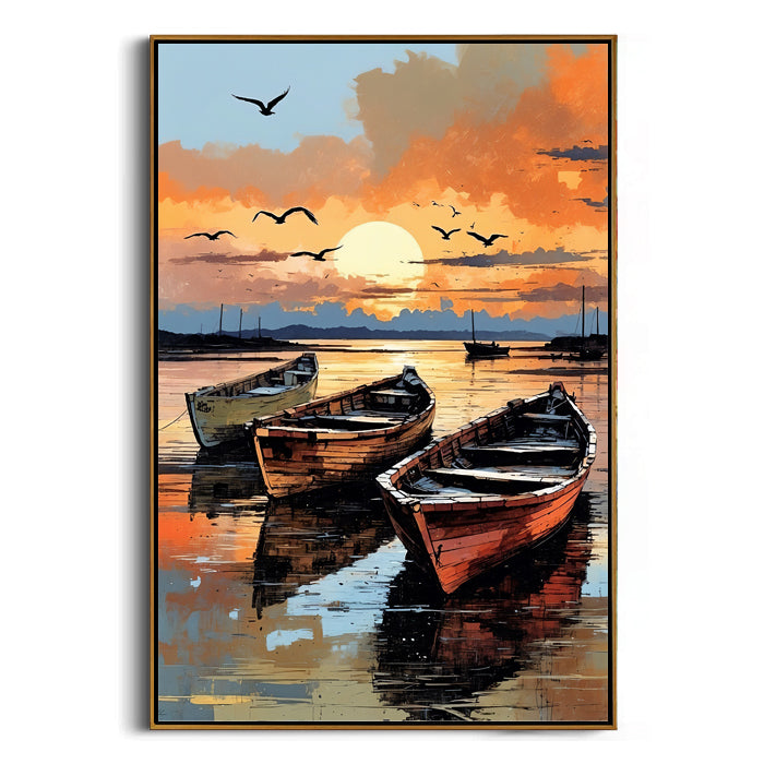 rustic-fishing-boats-at-sunset-canvas-wall-art-frame