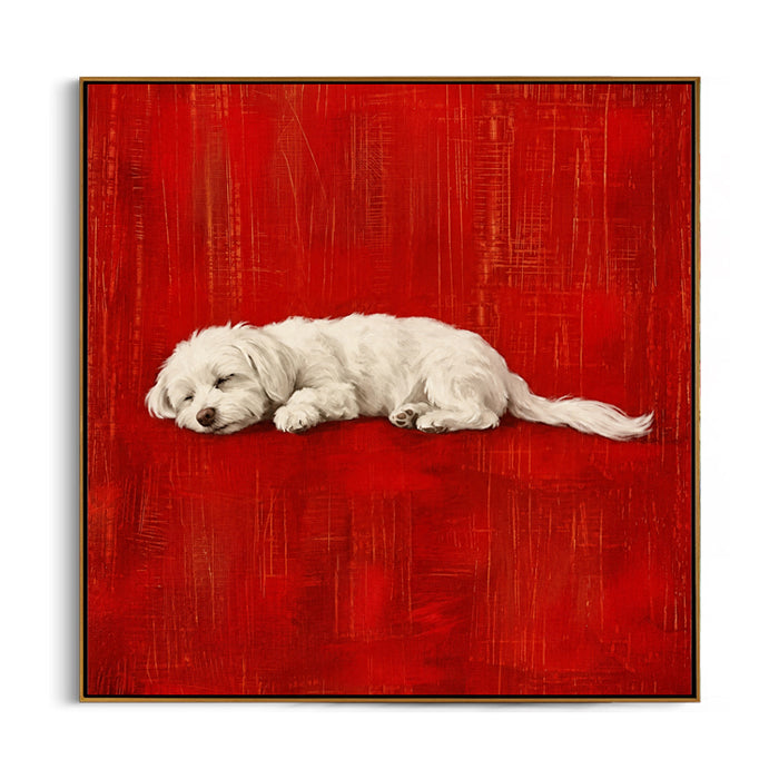 sleeping-white-dog-canvas-wall-art-frame