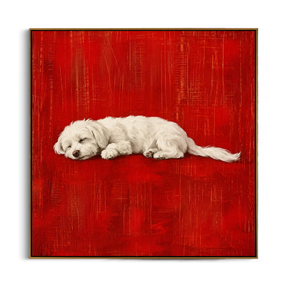 sleeping-white-dog-canvas-wall-art-frame