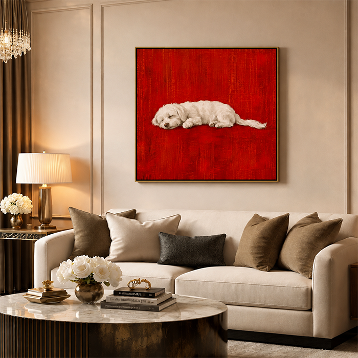 sleeping-white-dog-canvas-wall-art